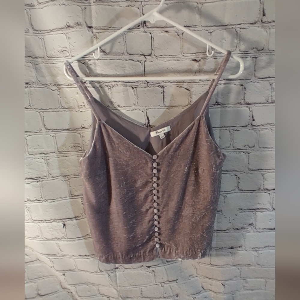 Madewell Velvet Button Down Cami GreyTop Size 2